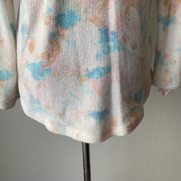 PJ Salvage sz S tye die water color waffle knit sweater - Picture 7 of 9
